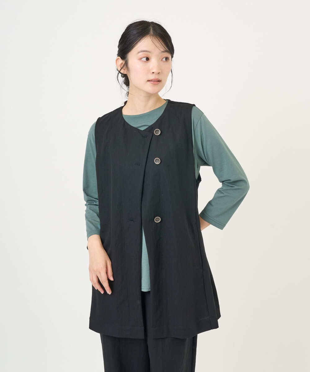 NGTGF39290 GIANNI LO GIUDICE(ジャンニ ロ ジュディチェ) [洗える・日本製]ナチュラルスムースジレ ブラック