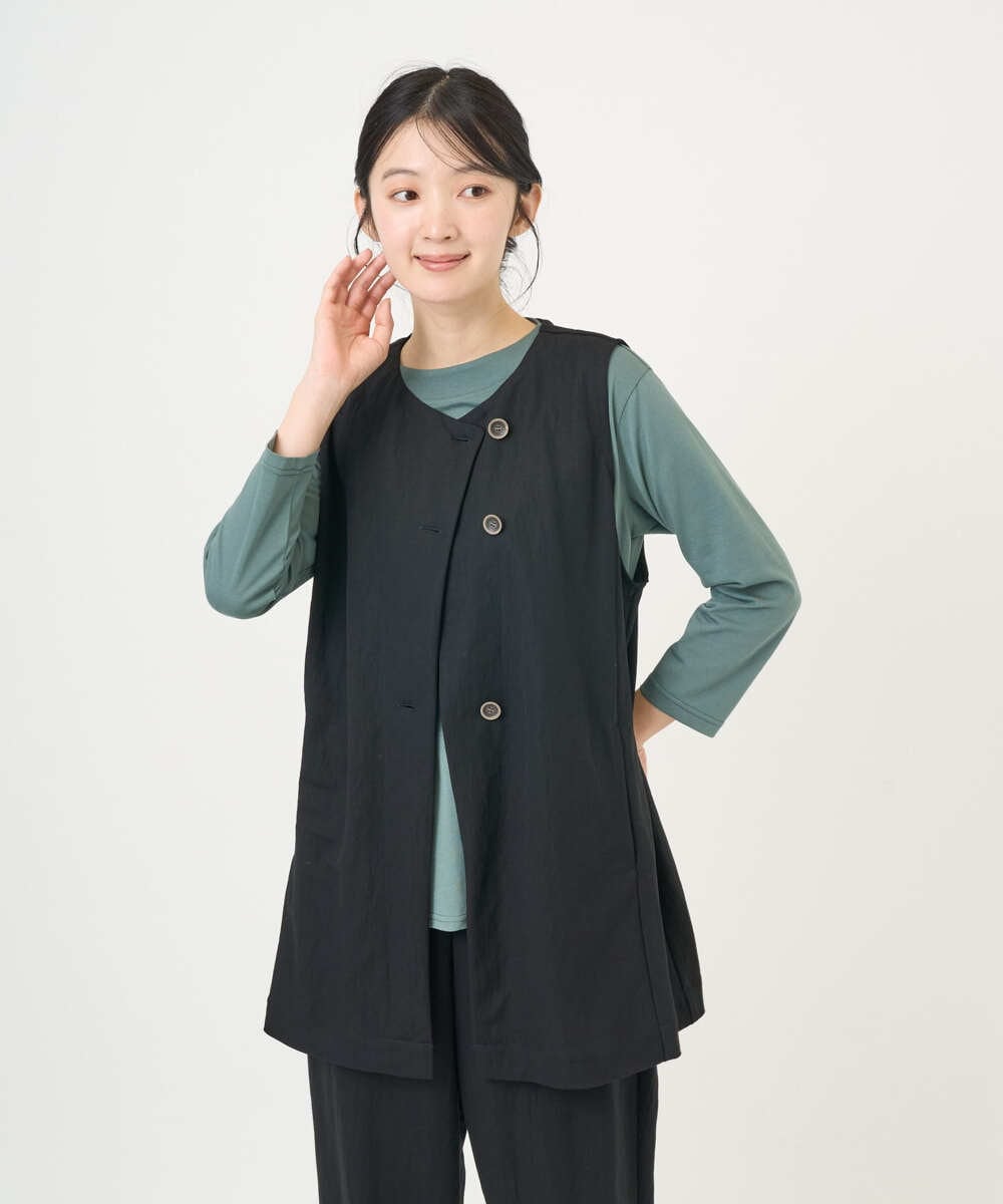 NGTGF39290 GIANNI LO GIUDICE(ジャンニ ロ ジュディチェ) [洗える・日本製]ナチュラルスムースジレ ブラック