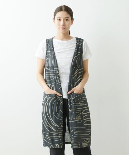 NGTGU42270 GIANNI LO GIUDICE [洗える・日本製]ラミー天竺ナスカ柄ロングジレ