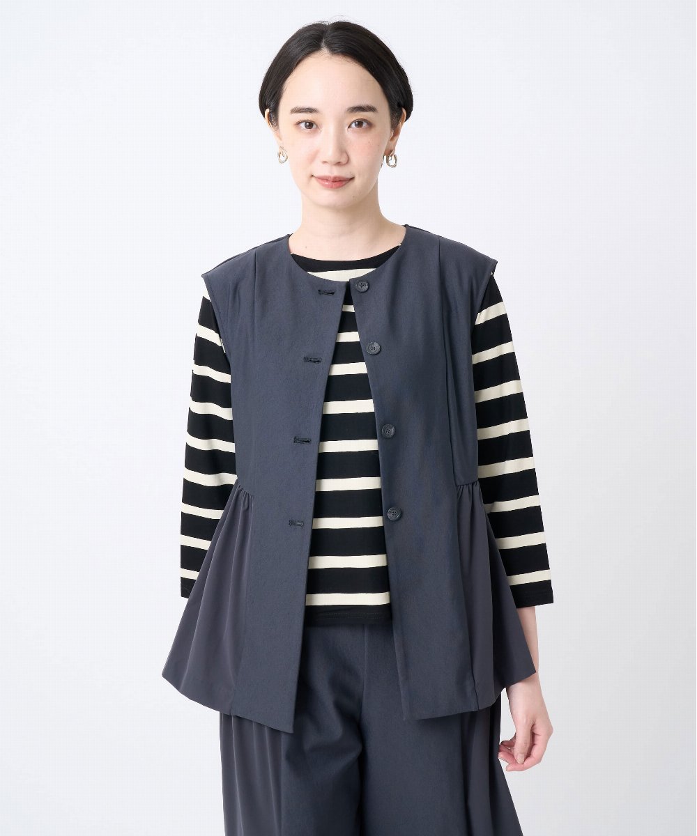 NGTJC28250 GIANNI LO GIUDICE(ジャンニ ロ ジュディチェ) [洗える・日本製]エアシルキーカットソージレ ダークグレー