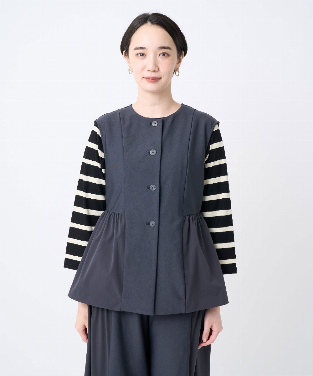 NGTJC28250 GIANNI LO GIUDICE(ジャンニ ロ ジュディチェ) [洗える・日本製]エアシルキーカットソージレ ダークグレー