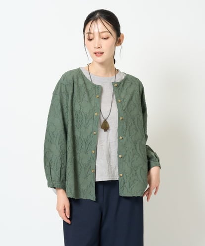 NGTJD13290 GIANNI LO GIUDICE [日本製]コットンカットジャガードブラウス