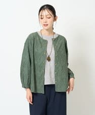 NGTJD13290 GIANNI LO GIUDICE(ジャンニ ロ ジュディチェ) [日本製]コットンカットジャガードブラウス グリーン