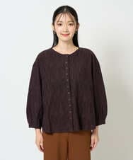NGTJD13290 GIANNI LO GIUDICE(ジャンニ ロ ジュディチェ) [日本製]コットンカットジャガードブラウス ブラウン