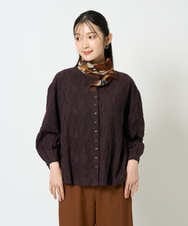 NGTJD13290 GIANNI LO GIUDICE(ジャンニ ロ ジュディチェ) [日本製]コットンカットジャガードブラウス ブラウン