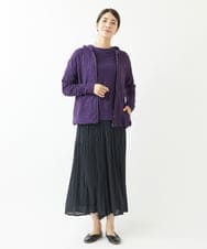 NGTJS03230 GIANNI LO GIUDICE(ジャンニ ロ ジュディチェ) [洗える・日本製]インド綿リーフジャガードフードパーカー パープル