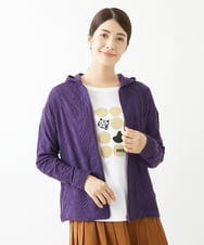 NGTJS03230 GIANNI LO GIUDICE(ジャンニ ロ ジュディチェ) [洗える・日本製]インド綿リーフジャガードフードパーカー パープル