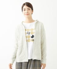 NGTJS03230 GIANNI LO GIUDICE(ジャンニ ロ ジュディチェ) [洗える・日本製]インド綿リーフジャガードフードパーカー ライトグレー