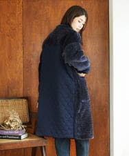 NGUAE21490 GIANNI LO GIUDICE(ジャンニ ロ ジュディチェ) ボアタフタキルトコート ネイビー