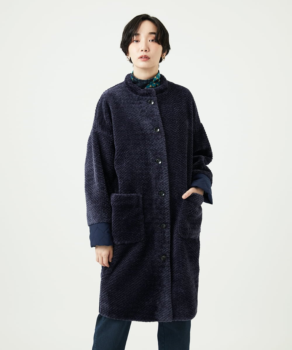 NGUAE21490 GIANNI LO GIUDICE(ジャンニ ロ ジュディチェ) ボアタフタキルトコート ネイビー