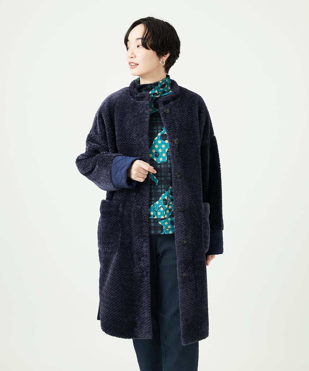 NGUAE21490 GIANNI LO GIUDICE(ジャンニ ロ ジュディチェ) ボアタフタキルトコート ネイビー