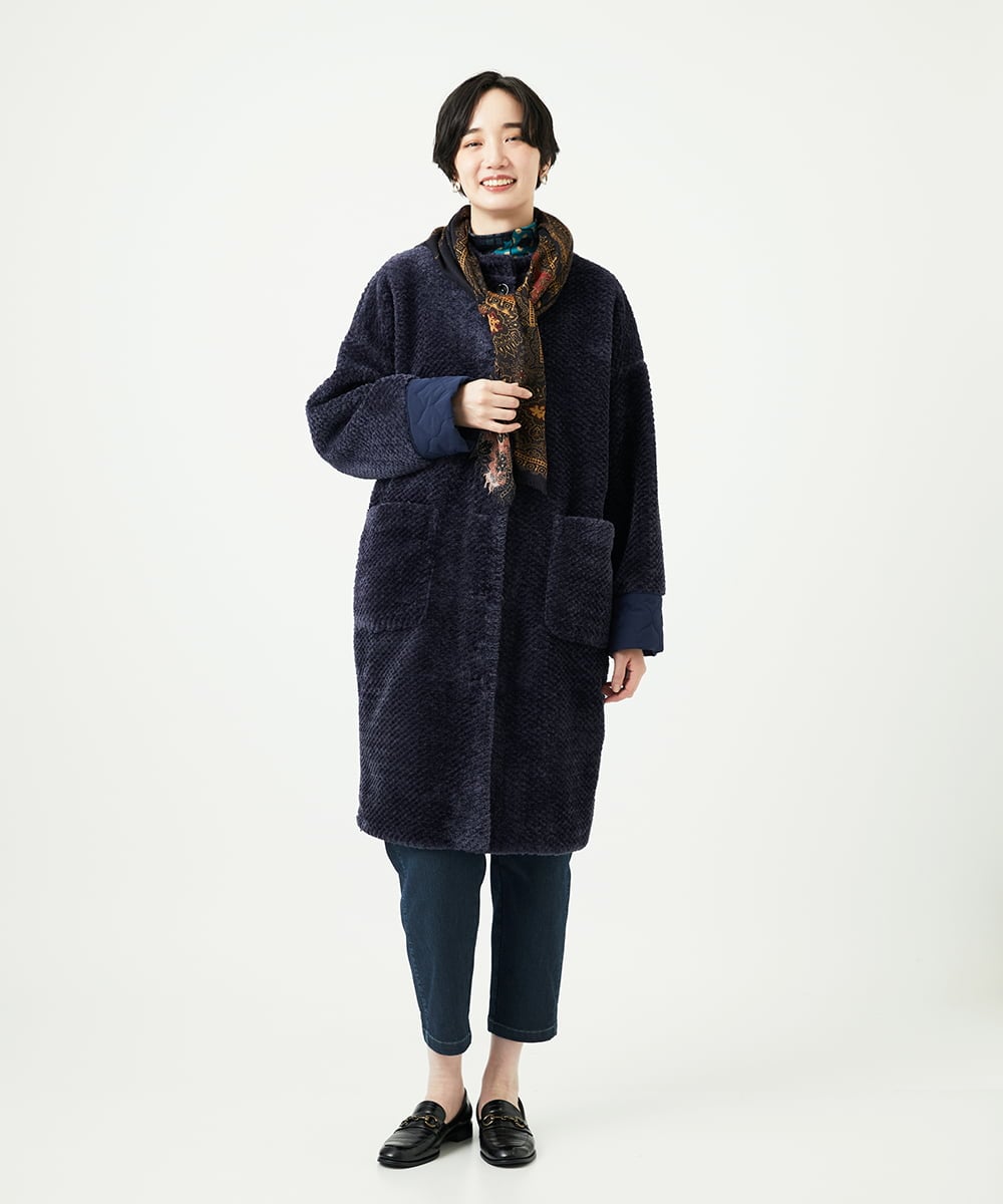 NGUAE21490 GIANNI LO GIUDICE(ジャンニ ロ ジュディチェ) ボアタフタキルトコート ネイビー