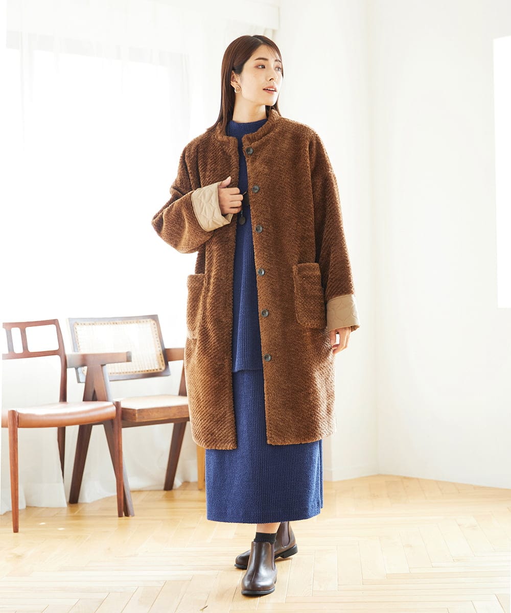 NGUAE21490 GIANNI LO GIUDICE(ジャンニ ロ ジュディチェ) ボアタフタキルトコート ベージュ