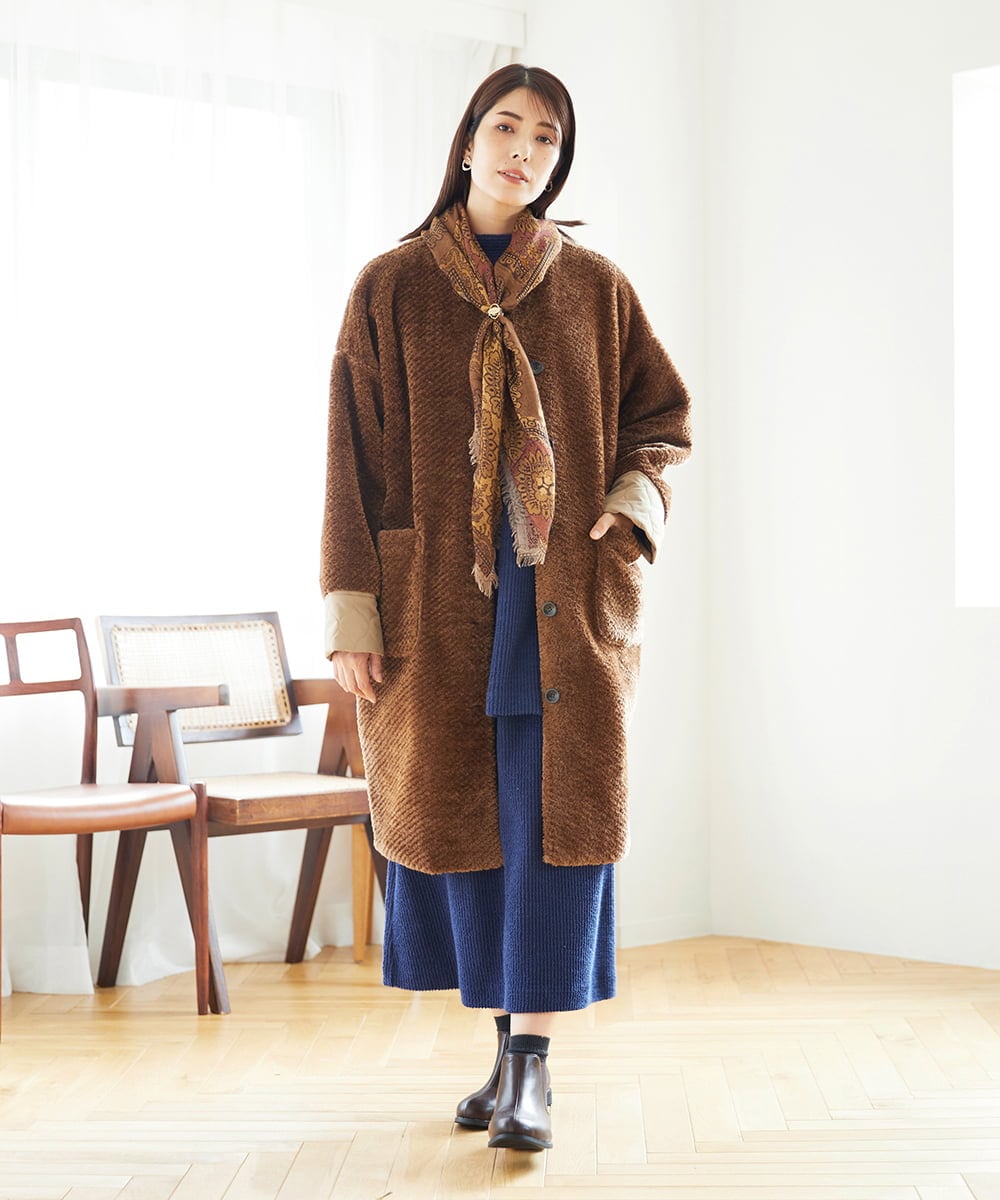 NGUAE21490 GIANNI LO GIUDICE(ジャンニ ロ ジュディチェ) ボアタフタキルトコート ベージュ
