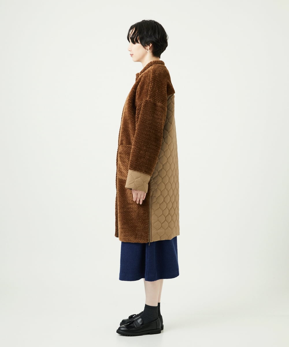 NGUAE21490 GIANNI LO GIUDICE(ジャンニ ロ ジュディチェ) ボアタフタキルトコート ベージュ