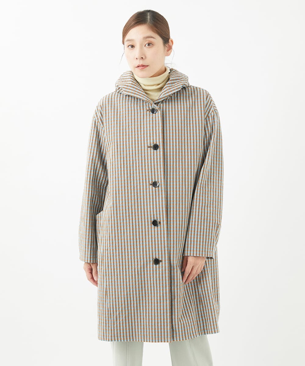NGUEA30590 GIANNI LO GIUDICE(ジャンニ ロ ジュディチェ) オーガニックコットンチェックコート ベージュ