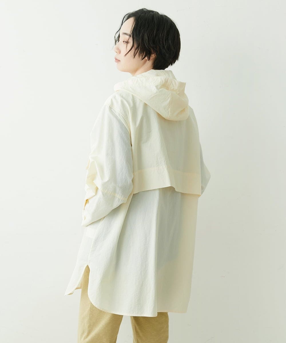 NGUET05390 GIANNI LO GIUDICE(ジャンニ ロ ジュディチェ) ハイストレッチナイロンコート アイボリー