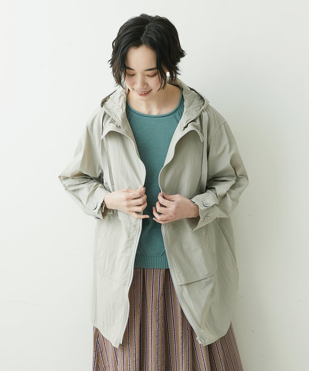 NGUET05390 GIANNI LO GIUDICE(ジャンニ ロ ジュディチェ) ハイストレッチナイロンコート ライトグレー
