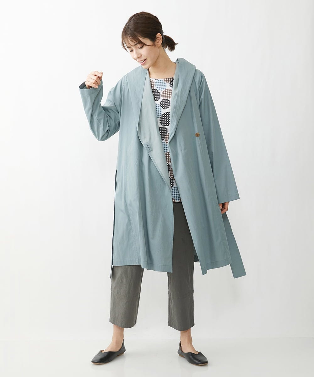 NGUET22360 GIANNI LO GIUDICE(ジャンニ ロ ジュディチェ) [洗える]ヴィスコットンタイプライターコート ライトブルー