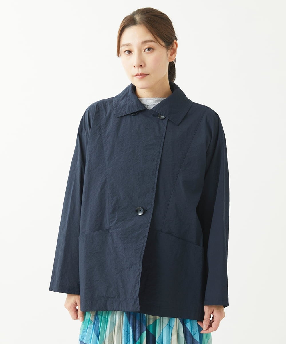 NGUEW20490 GIANNI LO GIUDICE(ジャンニ ロ ジュディチェ) [洗える・日本製]クレイペーパーナイロンショートコート ネイビー