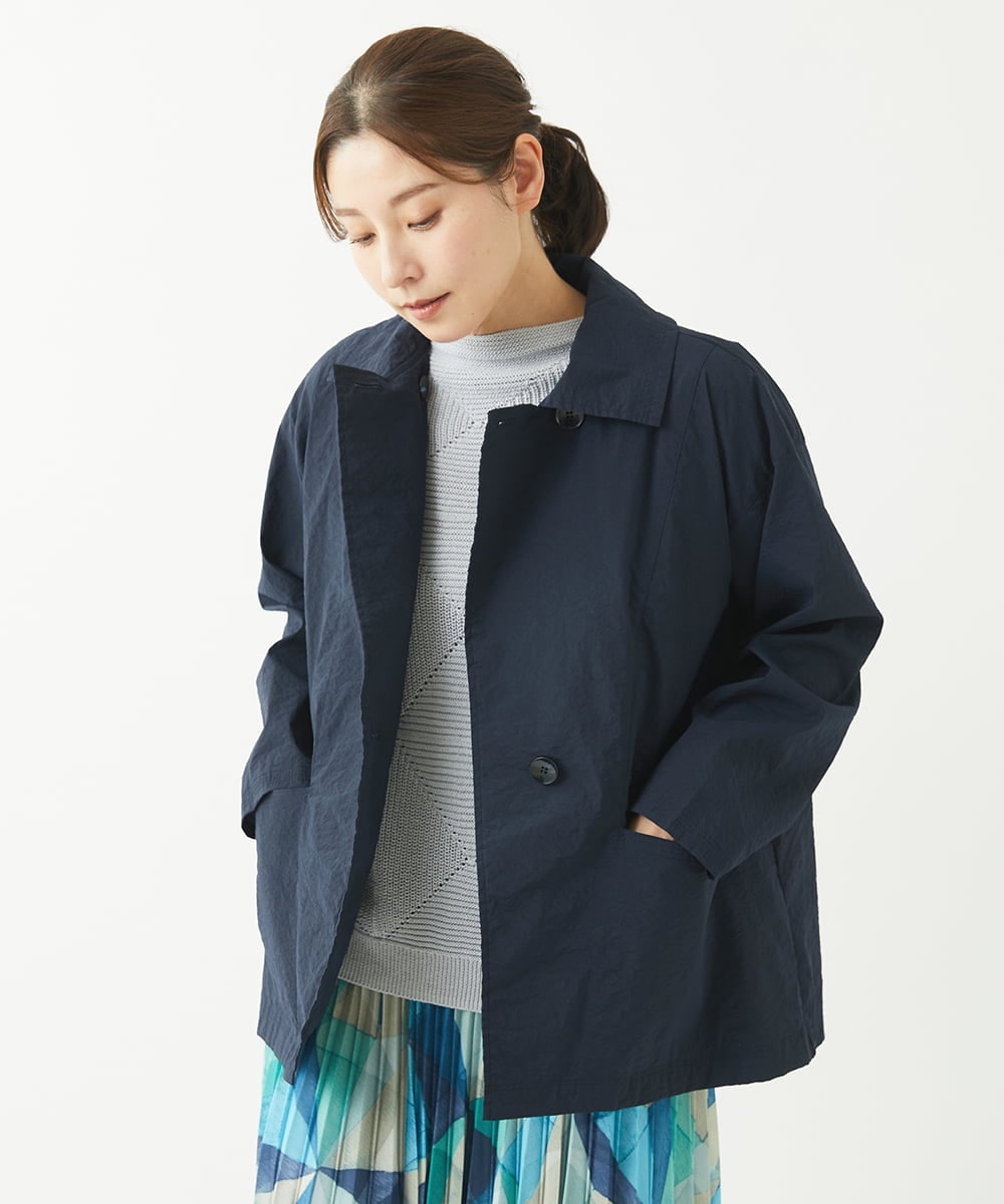 NGUEW20490 GIANNI LO GIUDICE(ジャンニ ロ ジュディチェ) [洗える・日本製]クレイペーパーナイロンショートコート ネイビー