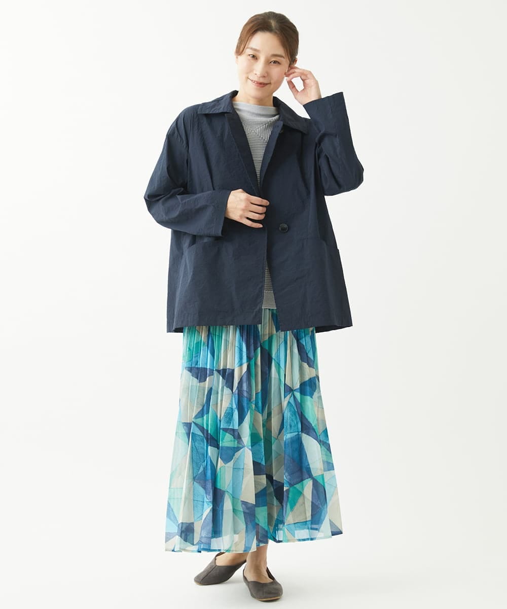 NGUEW20490 GIANNI LO GIUDICE(ジャンニ ロ ジュディチェ) [洗える・日本製]クレイペーパーナイロンショートコート ネイビー