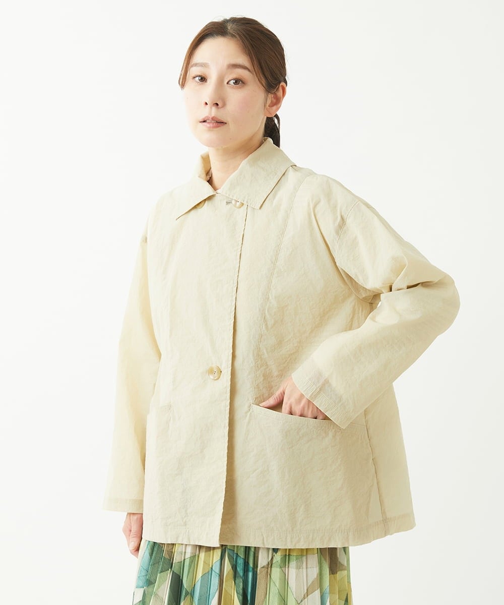 NGUEW20490 GIANNI LO GIUDICE(ジャンニ ロ ジュディチェ) [洗える・日本製]クレイペーパーナイロンショートコート オフホワイト