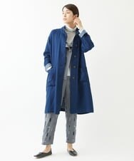 NGUJS14450 GIANNI LO GIUDICE(ジャンニ ロ ジュディチェ) [洗える]二重織ガーゼ太ストライプコート ネイビー