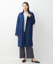 NGUJS14450 GIANNI LO GIUDICE(ジャンニ ロ ジュディチェ) [洗える]二重織ガーゼ太ストライプコート ネイビー
