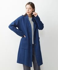 NGUJS14450 GIANNI LO GIUDICE(ジャンニ ロ ジュディチェ) [洗える]二重織ガーゼ太ストライプコート ネイビー