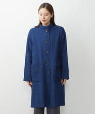 NGUJS14450 GIANNI LO GIUDICE(ジャンニ ロ ジュディチェ) [洗える]二重織ガーゼ太ストライプコート ネイビー