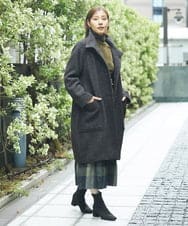 NGVAB23900 GIANNI LO GIUDICE(ジャンニ ロ ジュディチェ) [日本製]ITALYミックスウールツイードロングコート ダークブラウン
