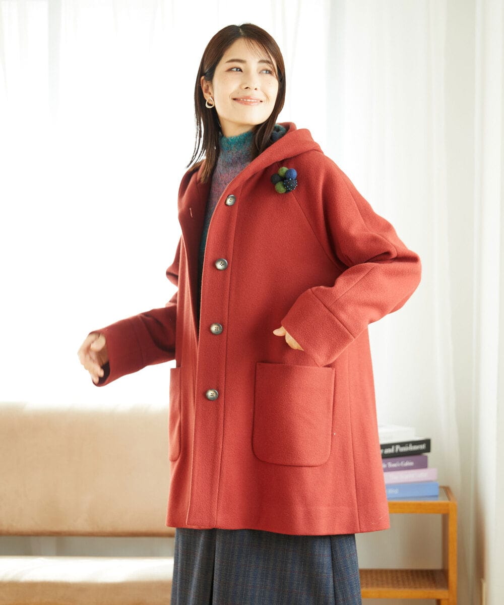 NGVAE32590 GIANNI LO GIUDICE(ジャンニ ロ ジュディチェ) ウールモッサフーディーコート レッド