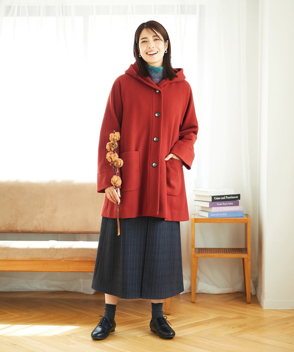 NGVAE32590 GIANNI LO GIUDICE(ジャンニ ロ ジュディチェ) ウールモッサフーディーコート レッド