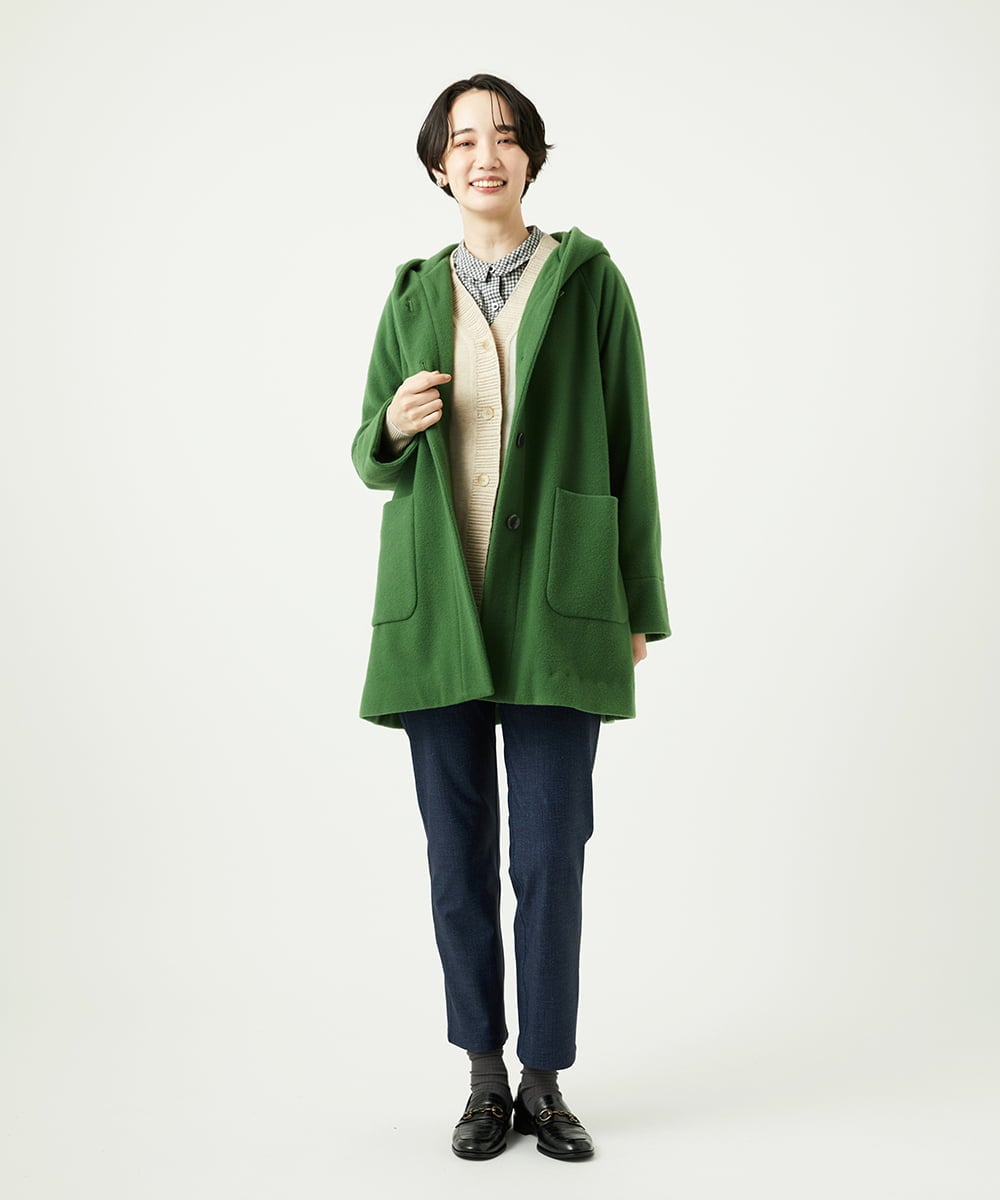 NGVAE32590 GIANNI LO GIUDICE(ジャンニ ロ ジュディチェ) ウールモッサフーディーコート グリーン