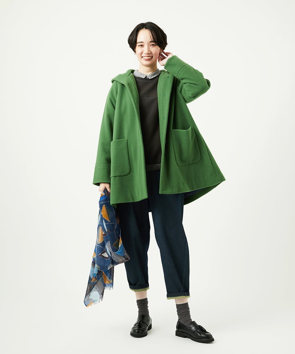 NGVAE32590 GIANNI LO GIUDICE(ジャンニ ロ ジュディチェ) ウールモッサフーディーコート グリーン