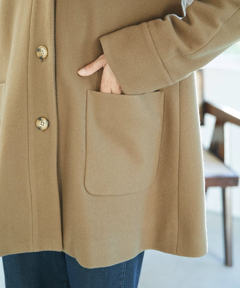 NGVAE32590 GIANNI LO GIUDICE(ジャンニ ロ ジュディチェ) ウールモッサフーディーコート ベージュ