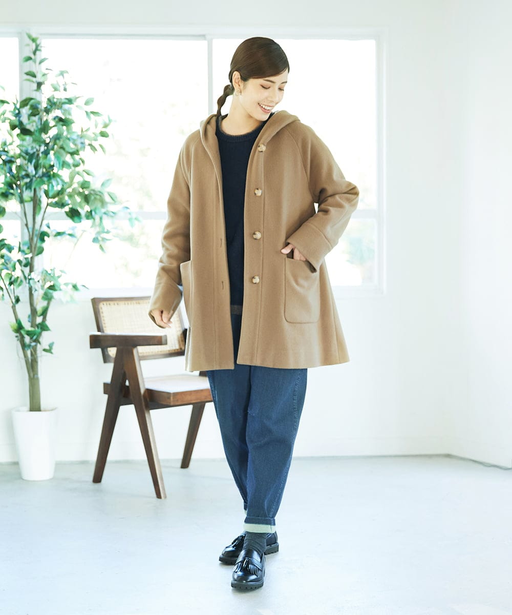 NGVAE32590 GIANNI LO GIUDICE(ジャンニ ロ ジュディチェ) ウールモッサフーディーコート ベージュ