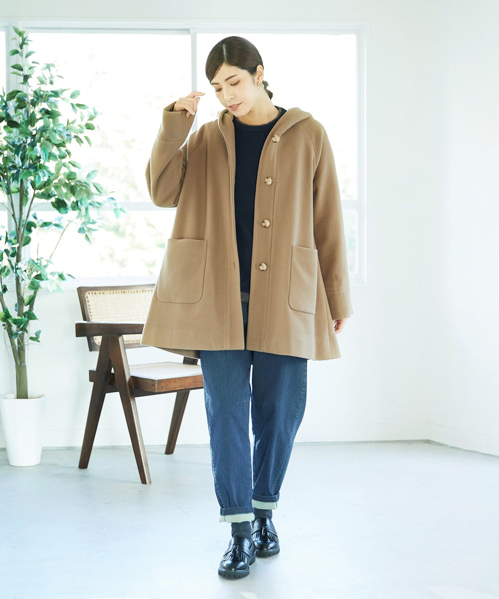 NGVAE32590 GIANNI LO GIUDICE(ジャンニ ロ ジュディチェ) ウールモッサフーディーコート ベージュ