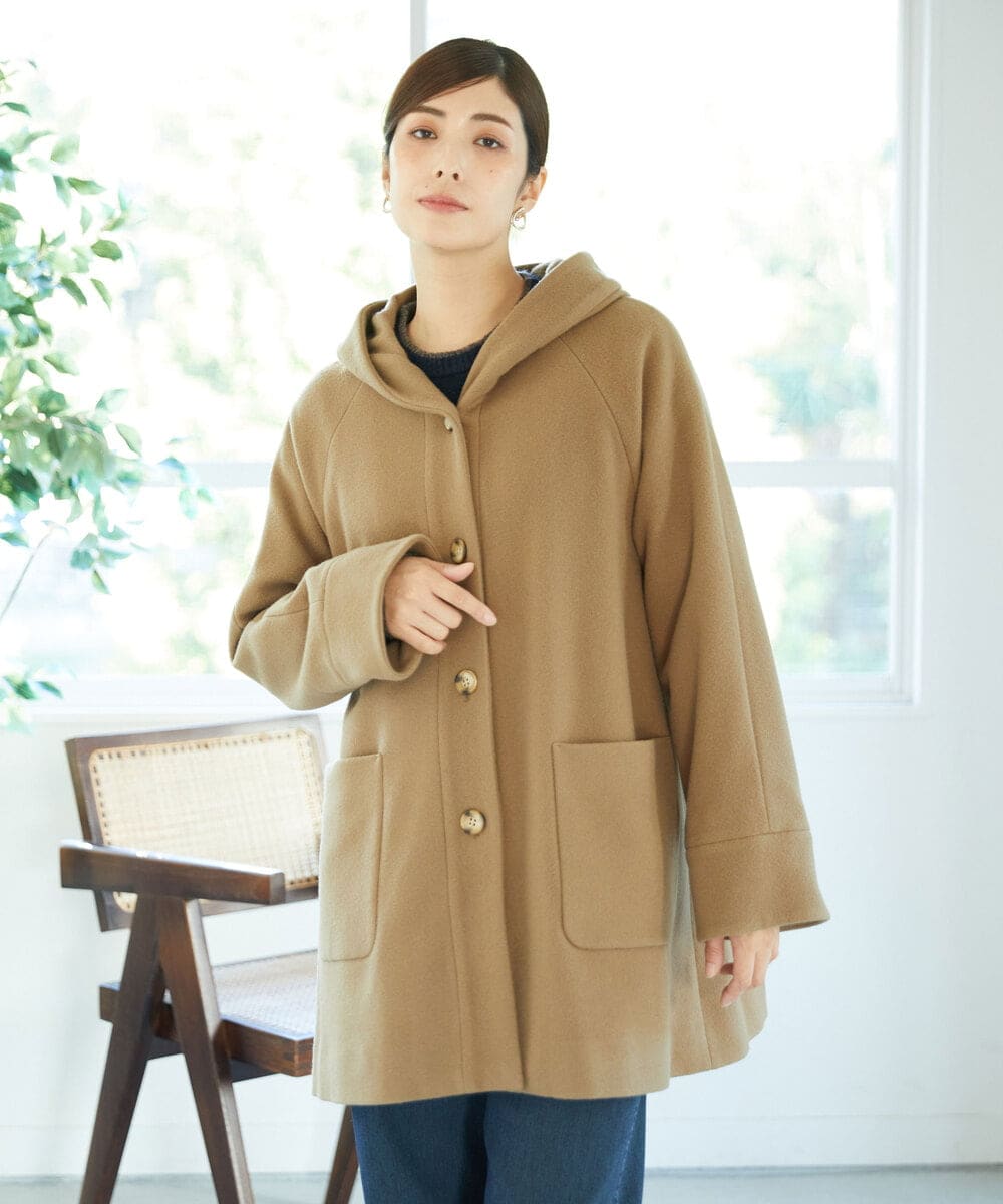 NGVAE32590 GIANNI LO GIUDICE(ジャンニ ロ ジュディチェ) ウールモッサフーディーコート ベージュ