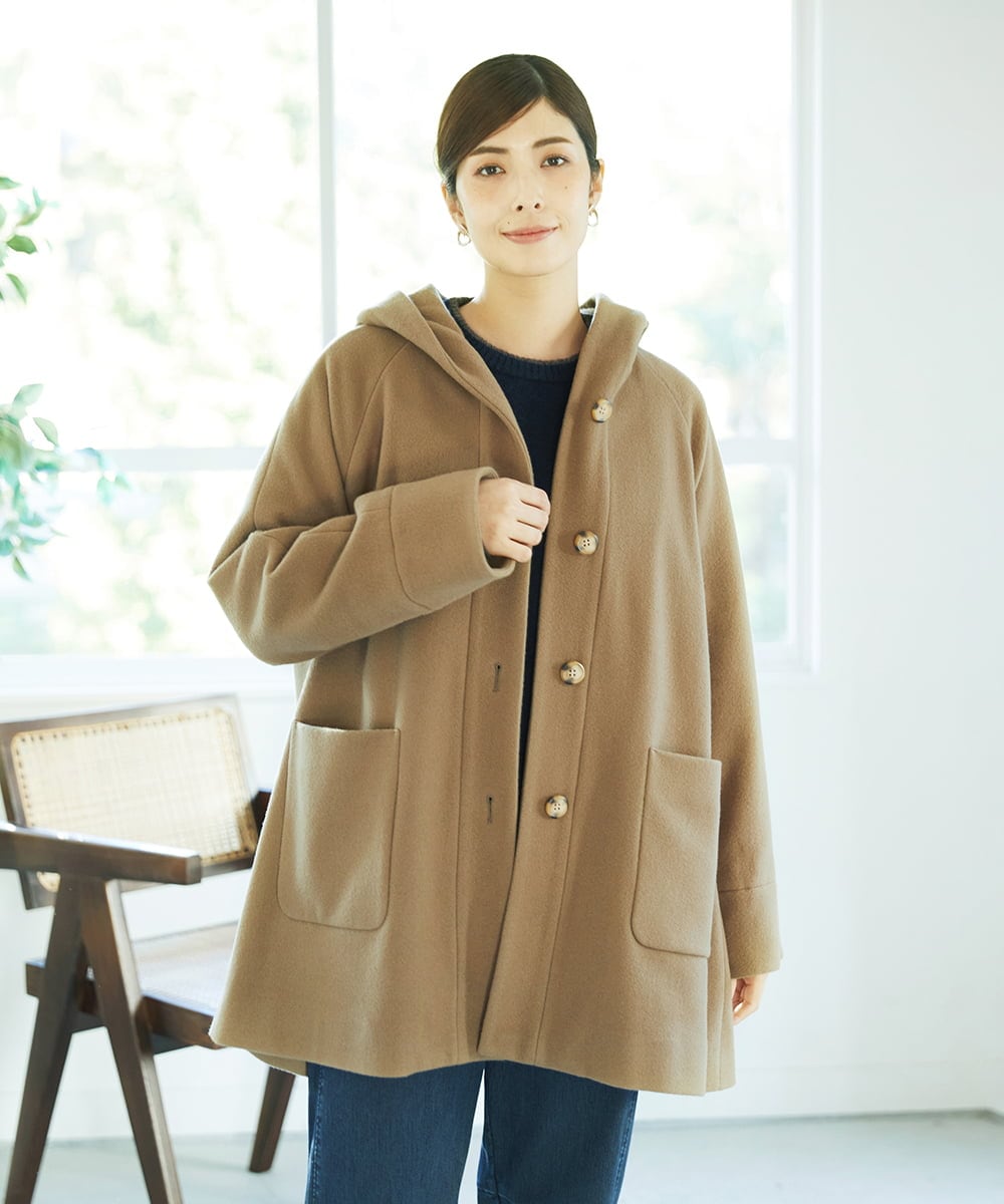 NGVAE32590 GIANNI LO GIUDICE(ジャンニ ロ ジュディチェ) ウールモッサフーディーコート ベージュ