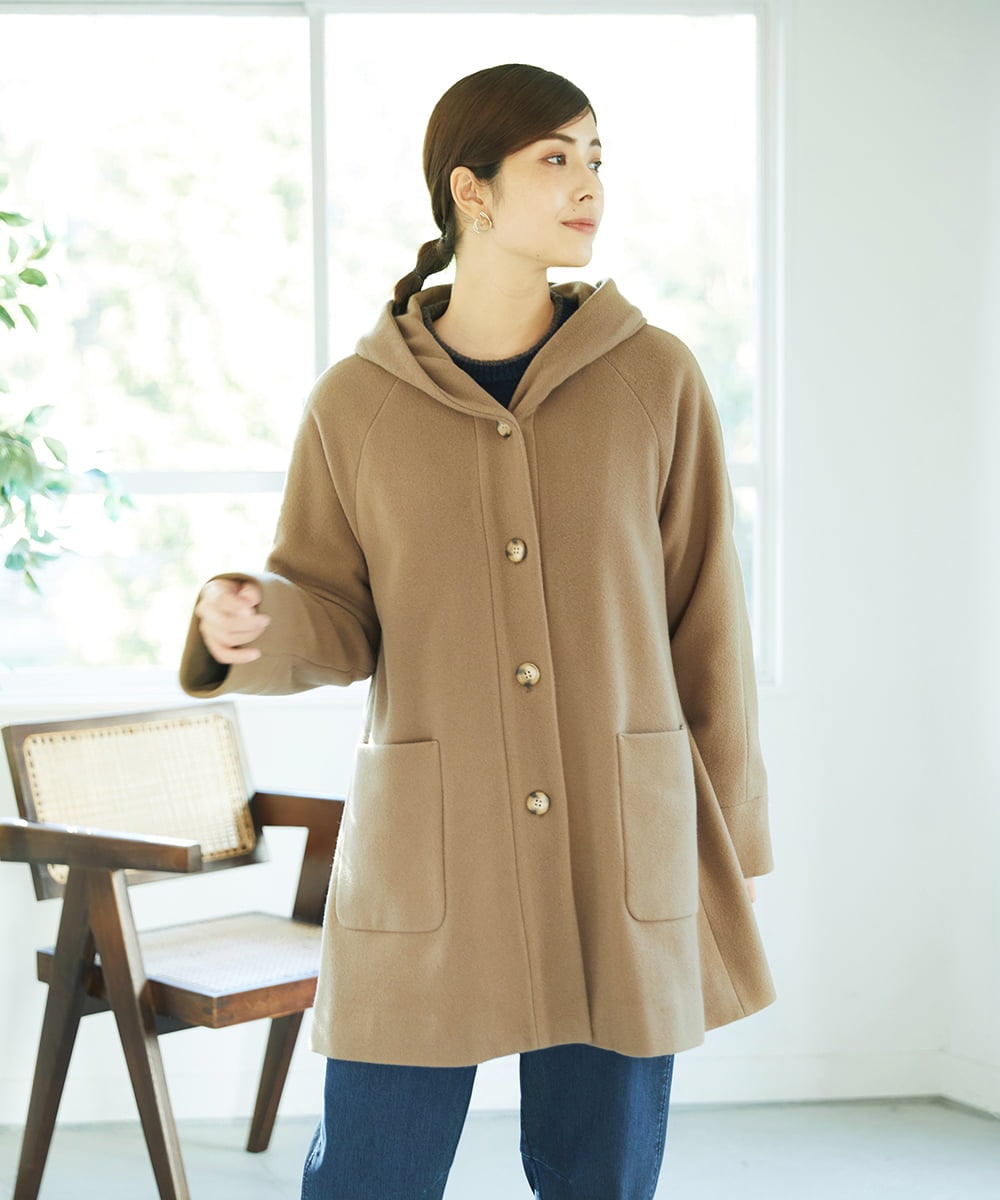 NGVAE32590 GIANNI LO GIUDICE(ジャンニ ロ ジュディチェ) ウールモッサフーディーコート ベージュ