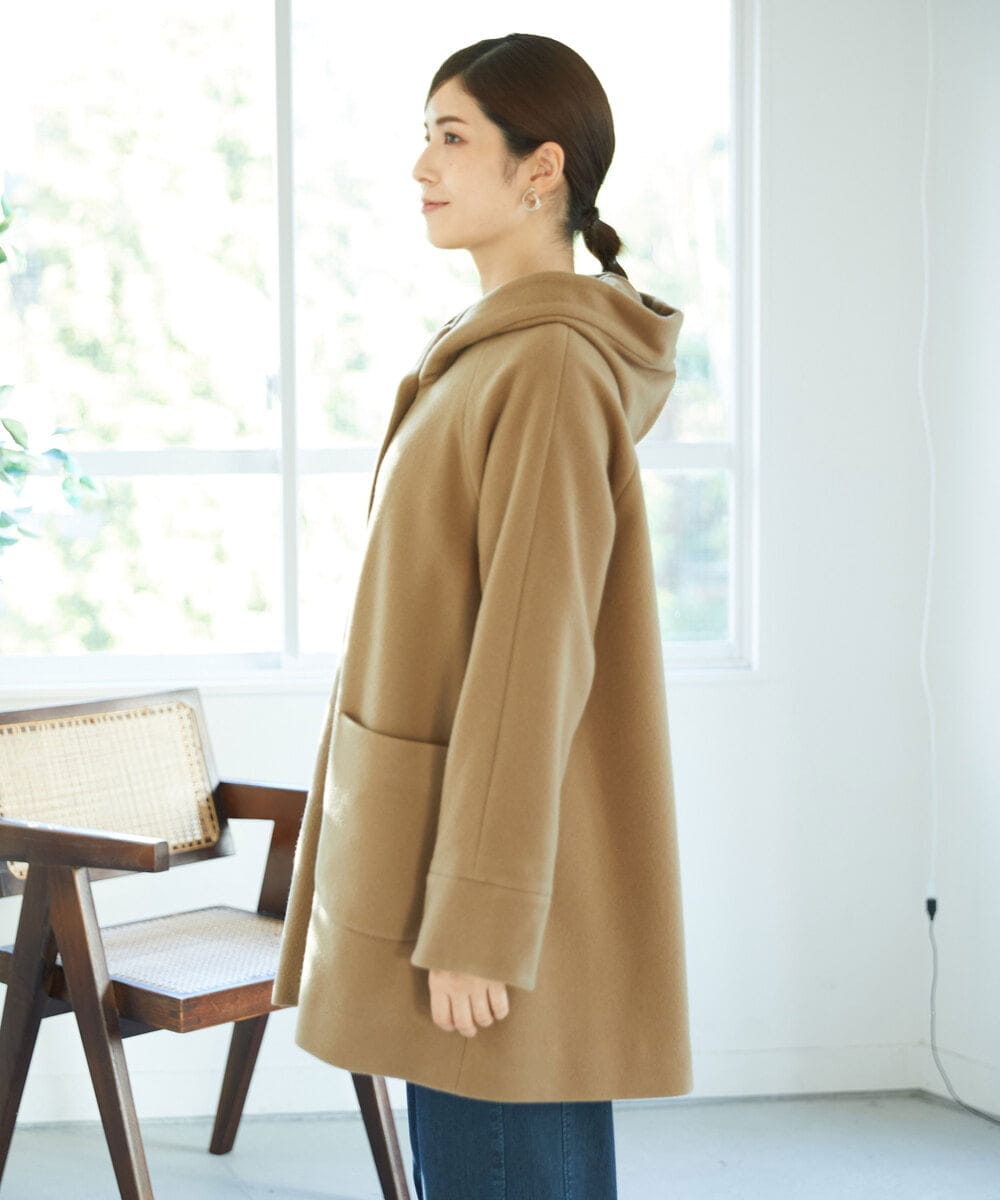 NGVAE32590 GIANNI LO GIUDICE(ジャンニ ロ ジュディチェ) ウールモッサフーディーコート ベージュ