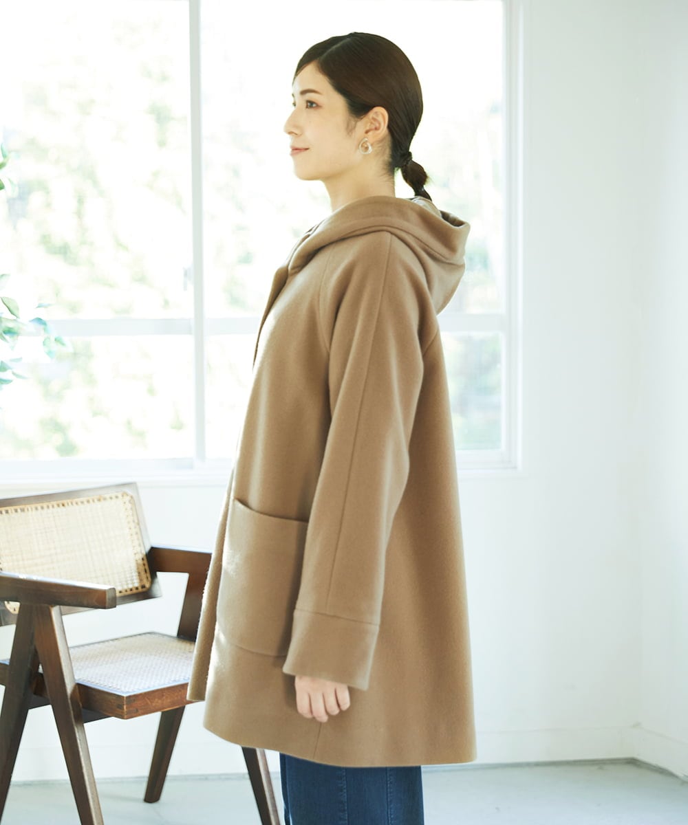 NGVAE32590 GIANNI LO GIUDICE(ジャンニ ロ ジュディチェ) ウールモッサフーディーコート ベージュ