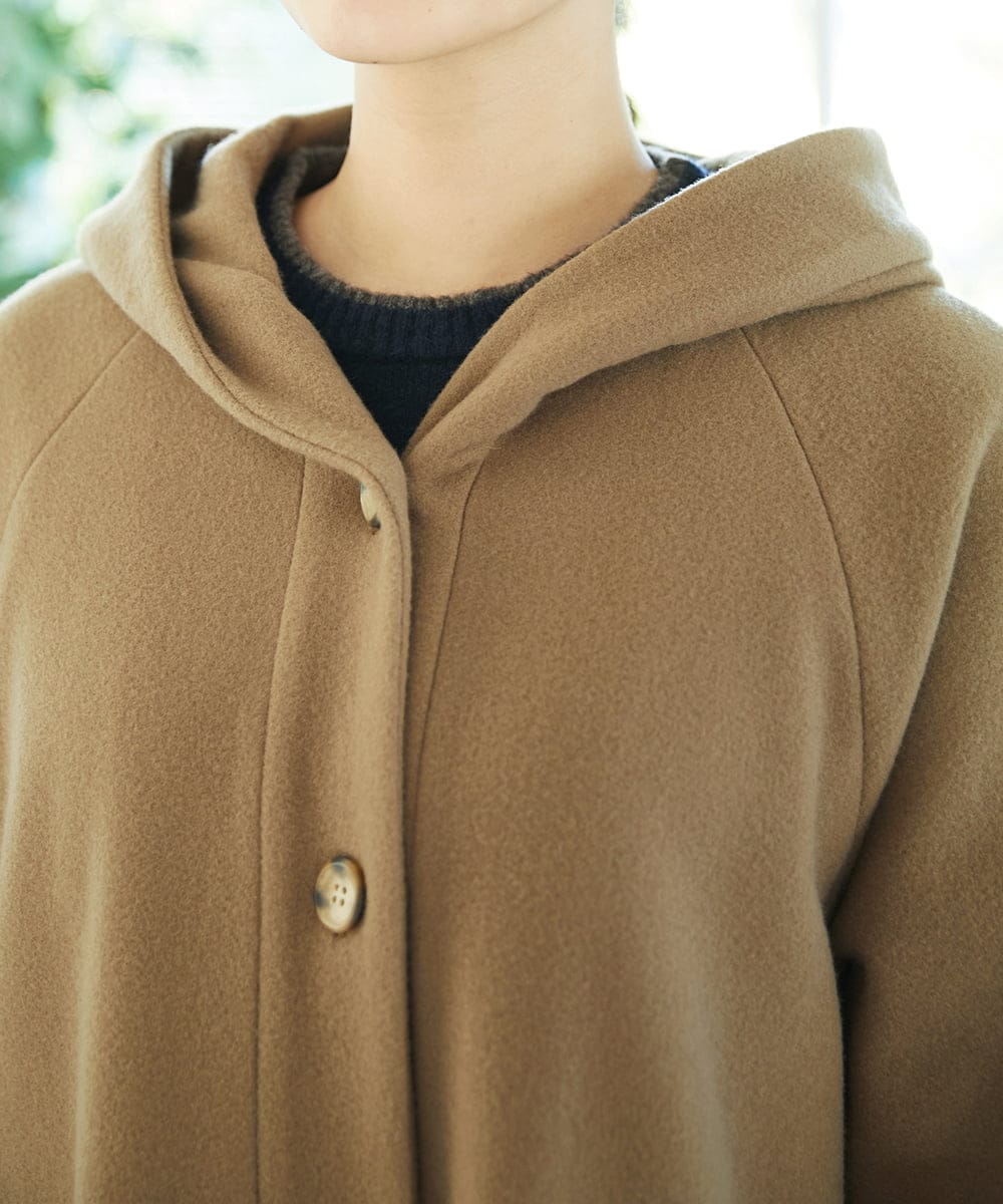 NGVAE32590 GIANNI LO GIUDICE(ジャンニ ロ ジュディチェ) ウールモッサフーディーコート ベージュ