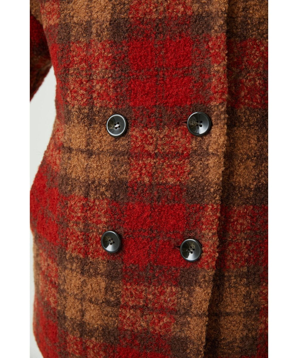 NGVAE33690 GIANNI LO GIUDICE(ジャンニ ロ ジュディチェ) [日本製]ループチェックウールコート オレンジ