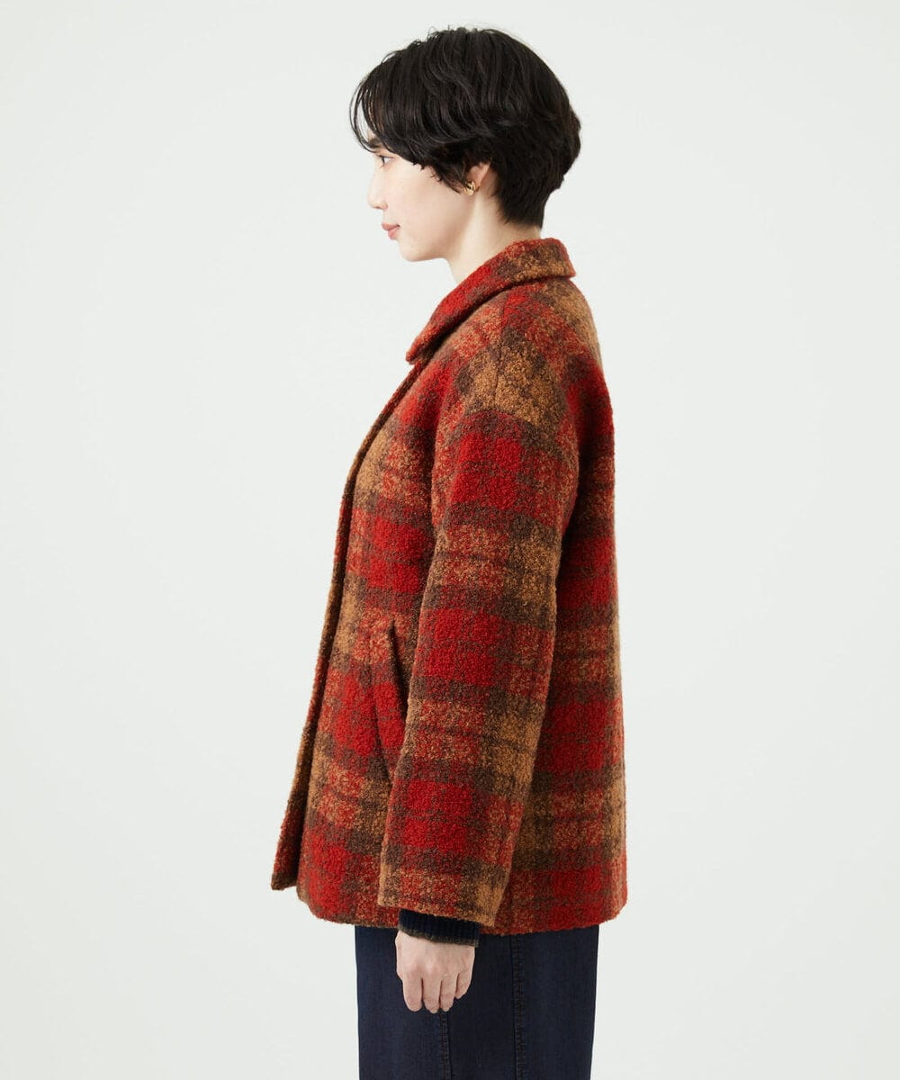 NGVAE33690 GIANNI LO GIUDICE(ジャンニ ロ ジュディチェ) [日本製]ループチェックウールコート オレンジ