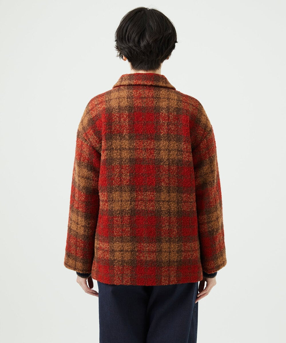 NGVAE33690 GIANNI LO GIUDICE(ジャンニ ロ ジュディチェ) [日本製]ループチェックウールコート オレンジ