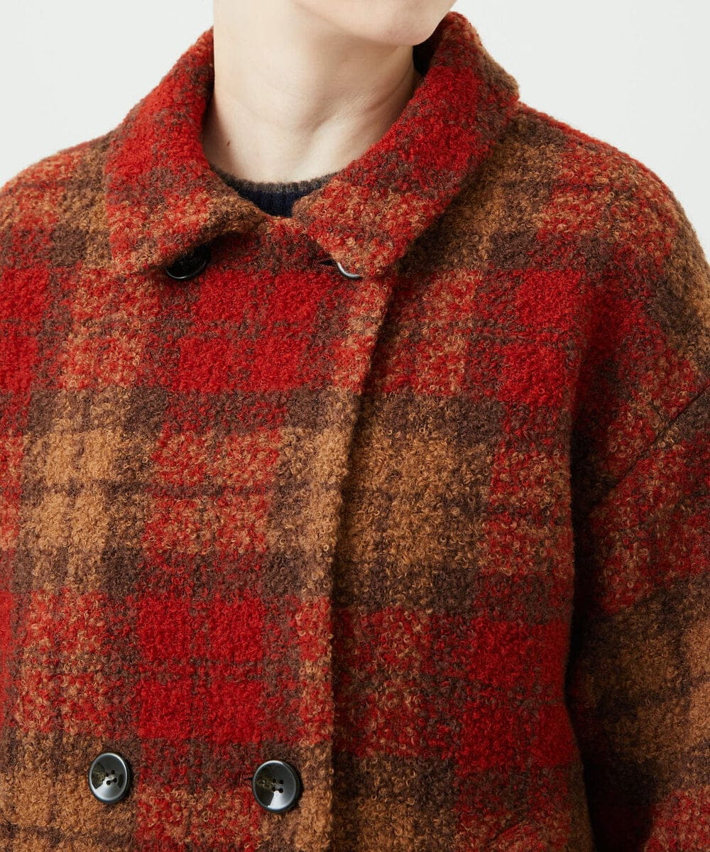 NGVAE33690 GIANNI LO GIUDICE(ジャンニ ロ ジュディチェ) [日本製]ループチェックウールコート オレンジ