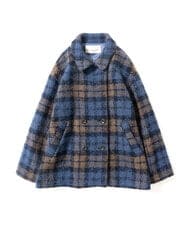 NGVAE33690 GIANNI LO GIUDICE(ジャンニ ロ ジュディチェ) [日本製]ループチェックウールコート ネイビー